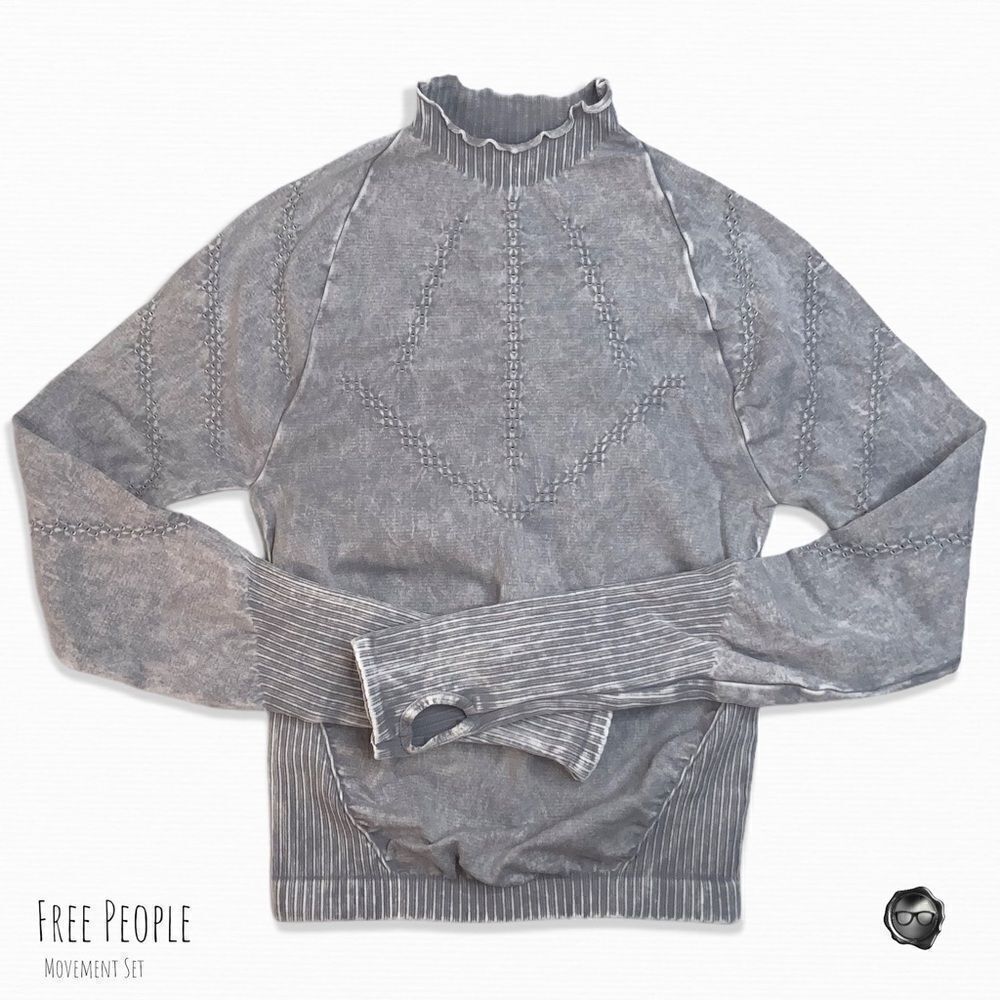 FP MOVEMENT GOOD KARMA SET: HIGH-NECK LAYERING TOP + 7/8 LEGGINGS ICE GREY XS/S - Picture 4 of 8
